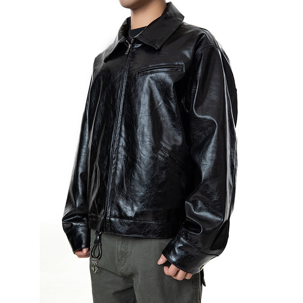 Print Portrait PU Leather Jacket MB7340