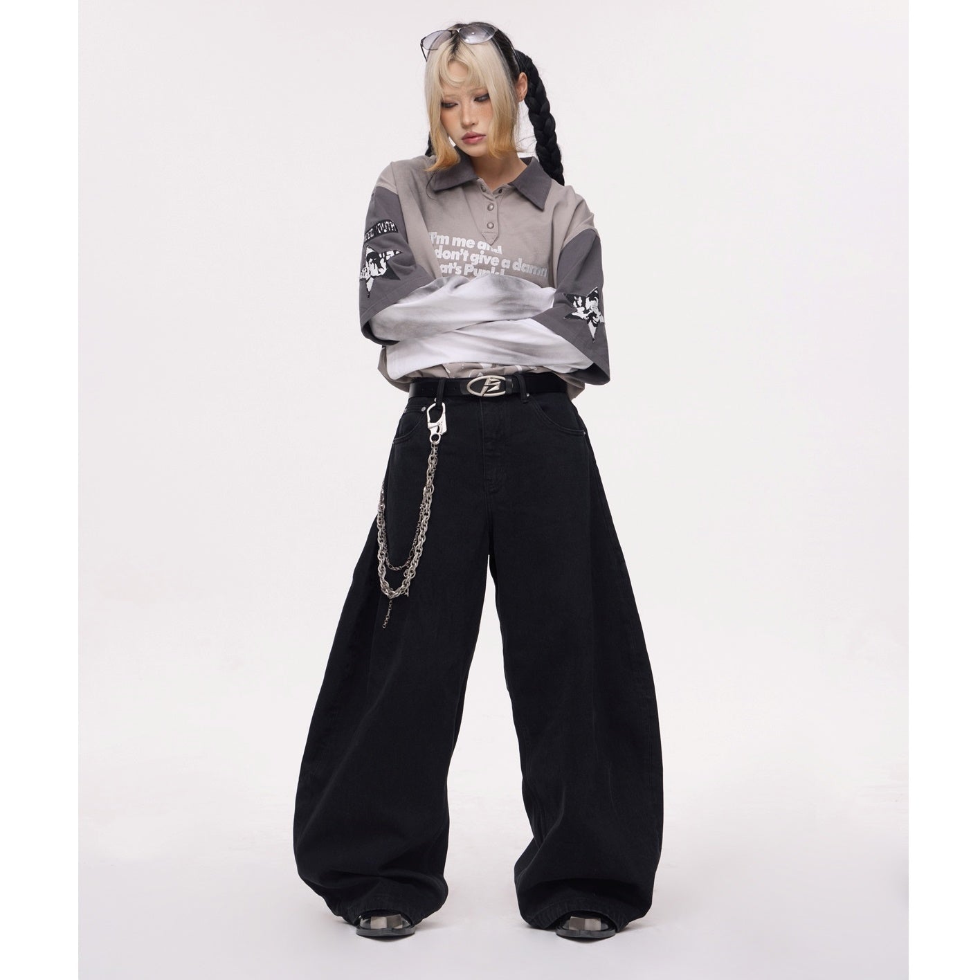 Basic Wide Barrel Leg Jeans MB7325