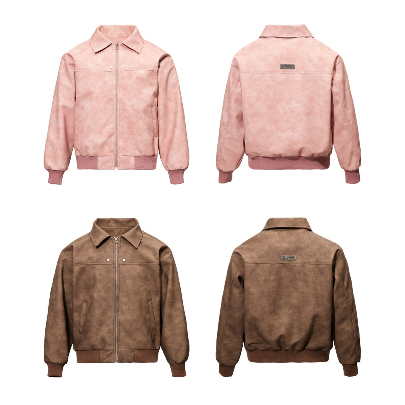 PU Leather Loose Distressed Work Jacket MB7249