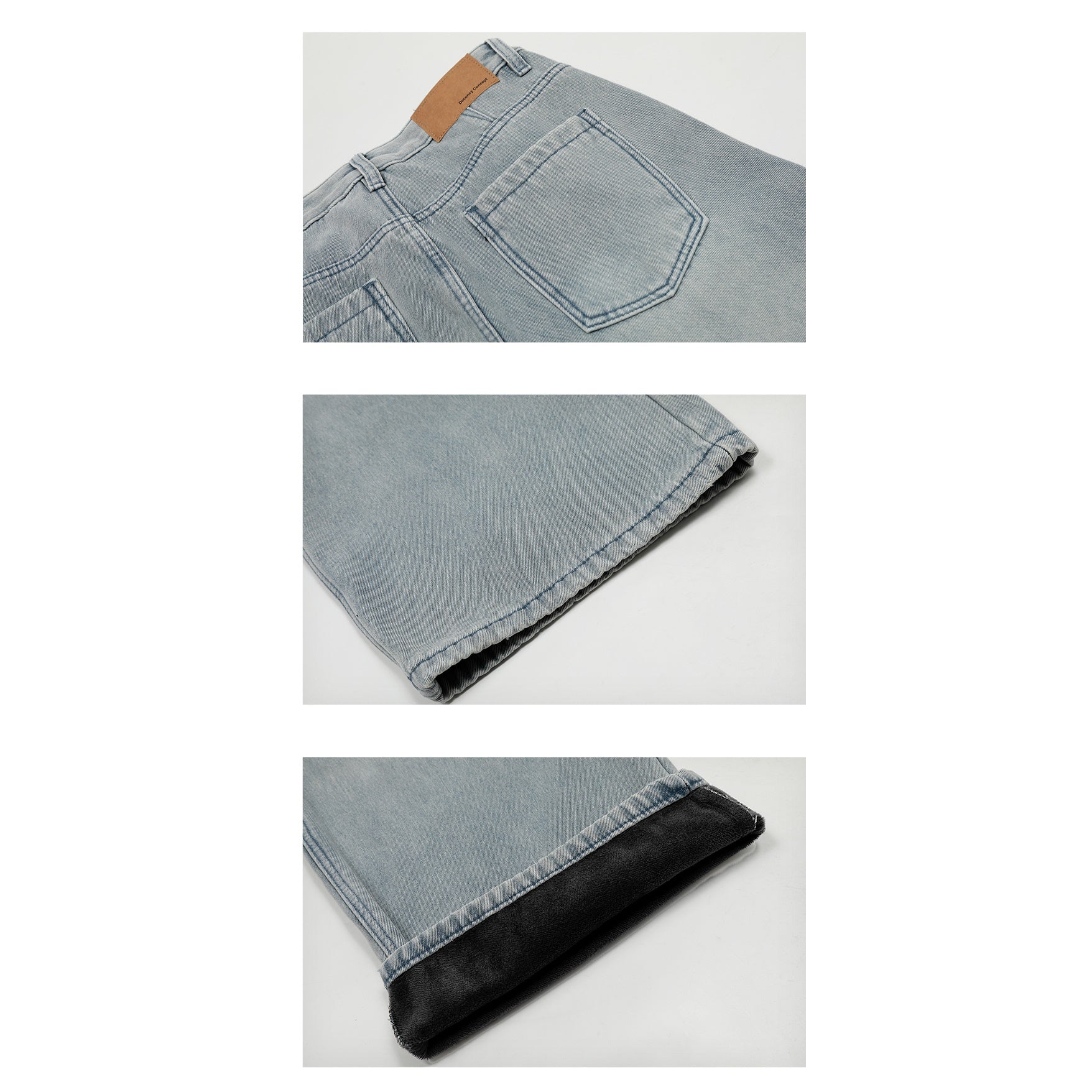 Loose Straight Plus Velvet Wash Jeans MB7288