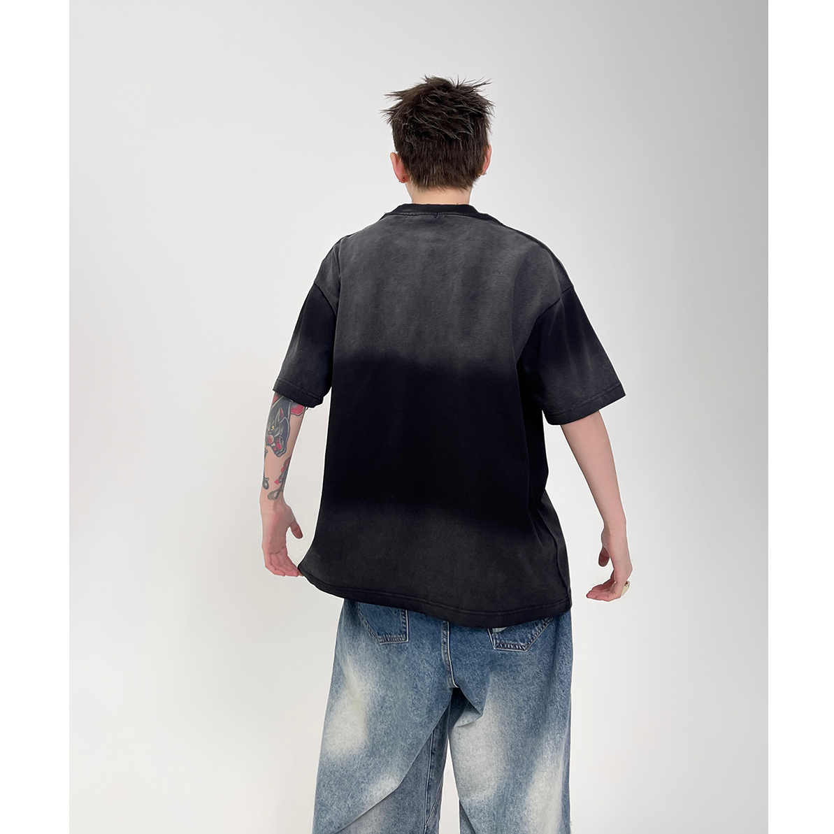 Tie-dye Gradient Letter Print T-shirt EAT091