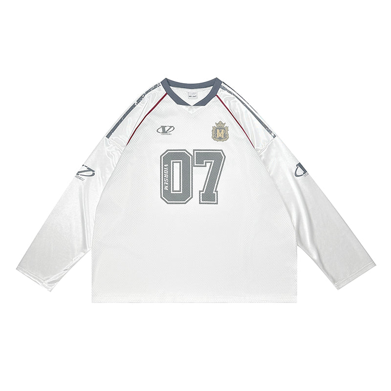 Loose Mesh Print Long Sleeve T-Shirt MB7094