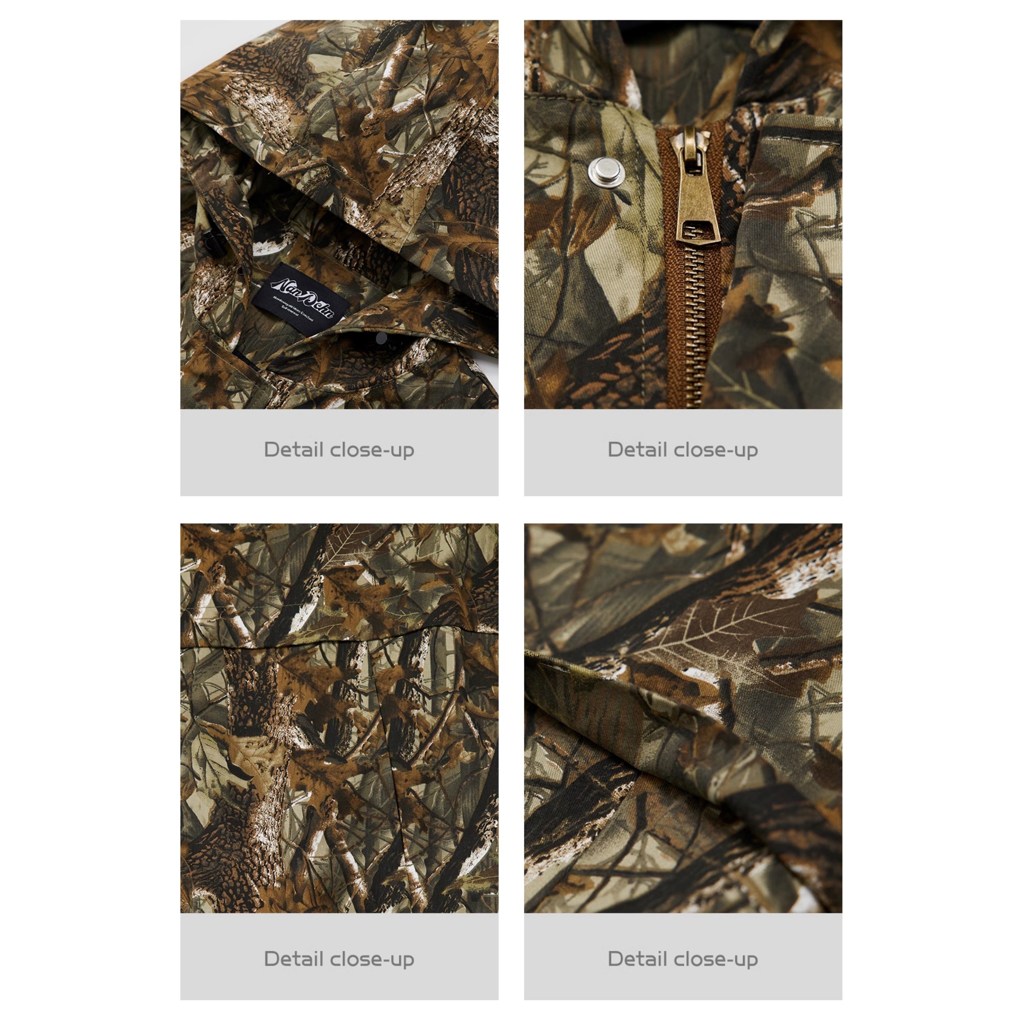 Camouflage Leaf Pattern Loose Hooded Jacket MB7177
