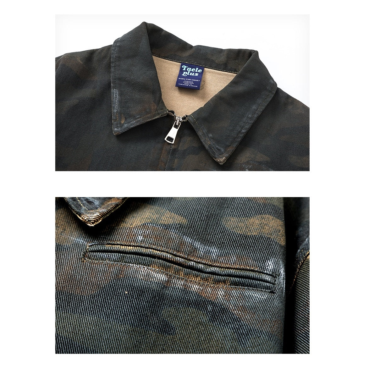 Distressed Vintage Camouflage Work Denim Jacket MB7181