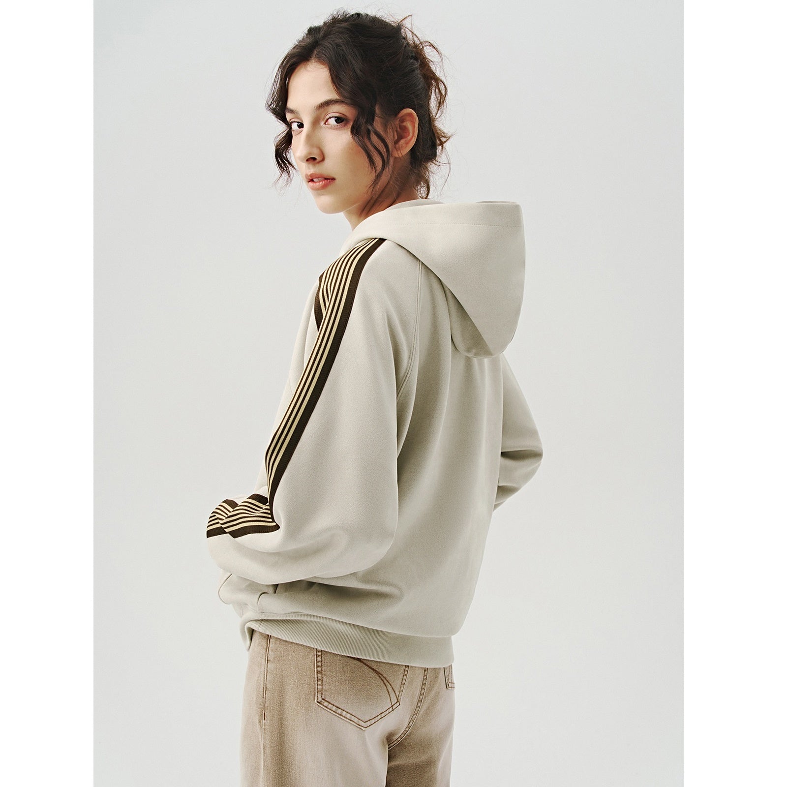 Imitation Suede Touch Line Hoodie MB7138