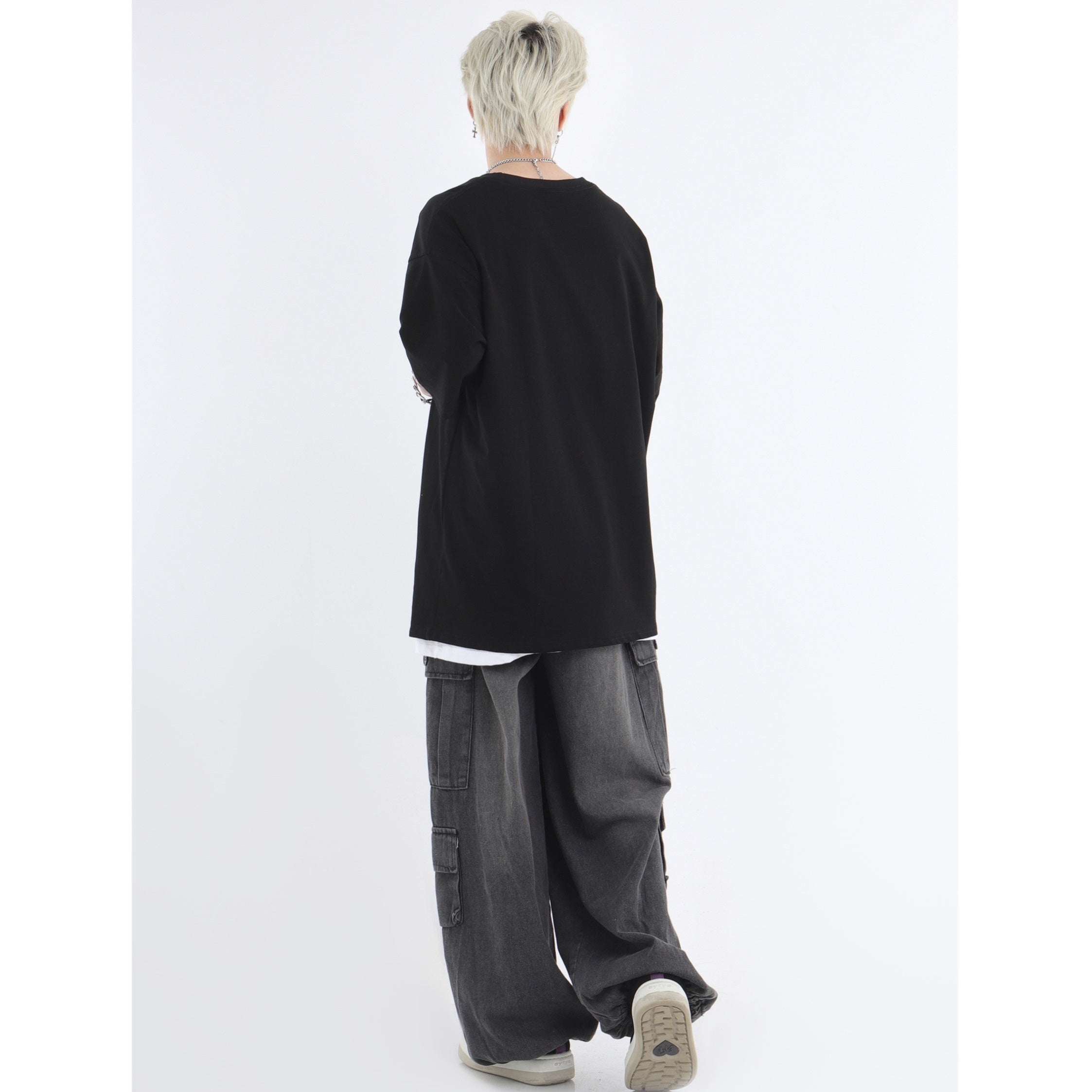 Drawstring Washed Loose Casual Cargo Jeans IN7032