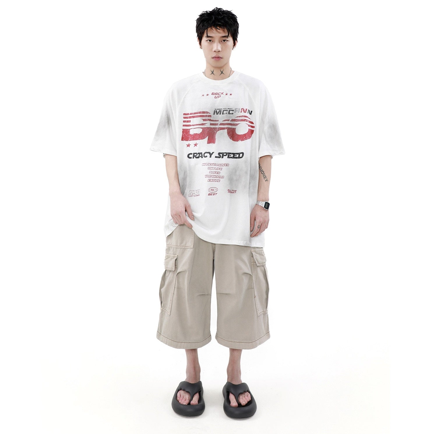 Vintage Distressed Dirty Lettered Print T-Shirt MR033