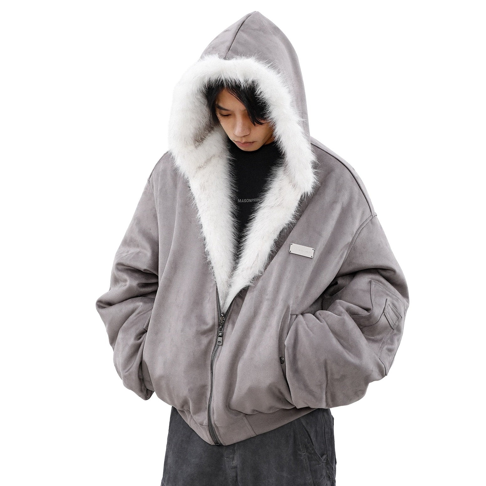Reversible Fur ZIP-Up Hooded Blouson MB7315