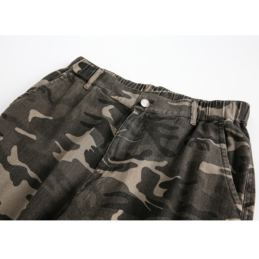 Camouflage Straight Switching Cargo Pants MB7184