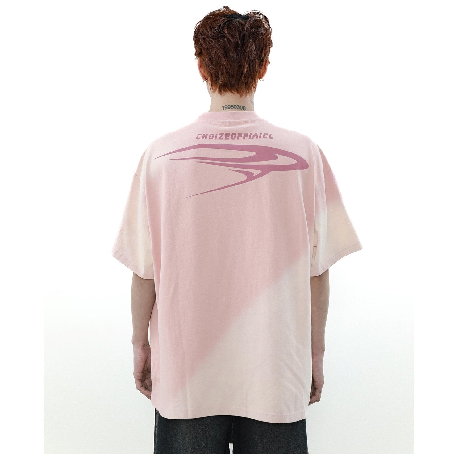 Wash Gradient Letter T-Shirt MR009
