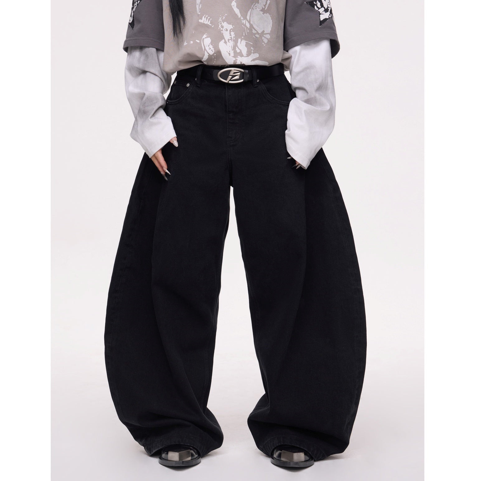 Basic Wide Barrel Leg Jeans MB7325