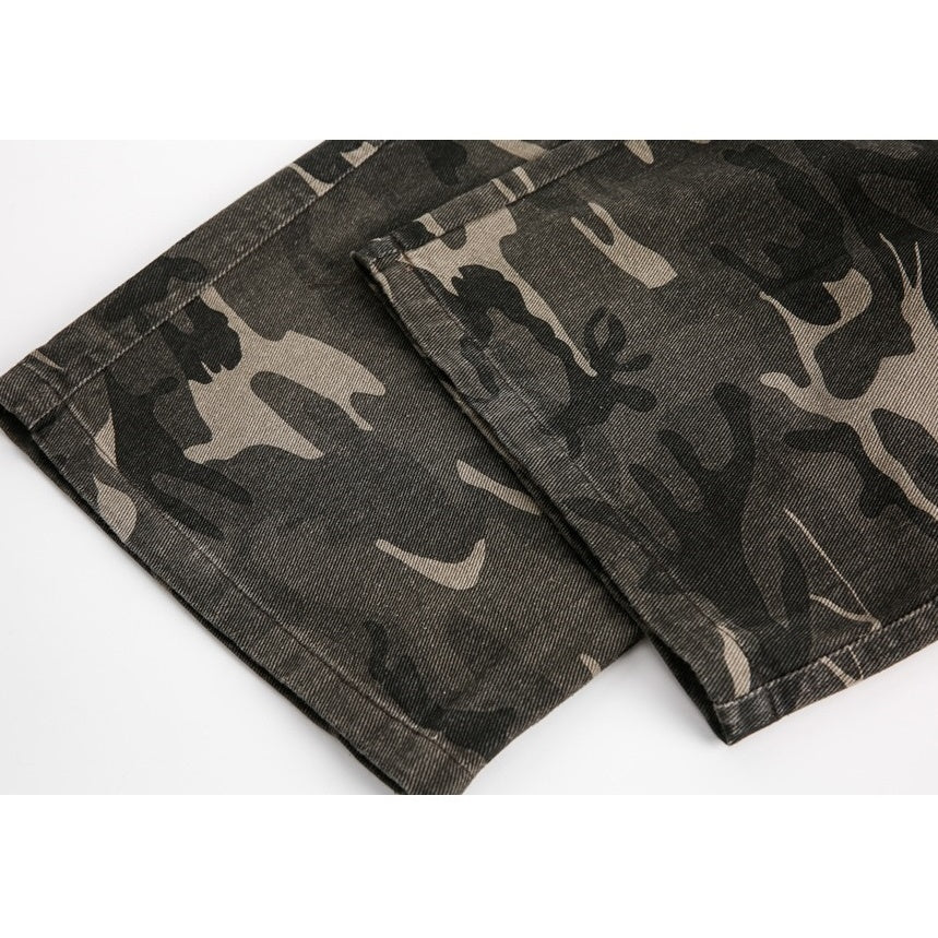 Camouflage Straight Switching Cargo Pants MB7184