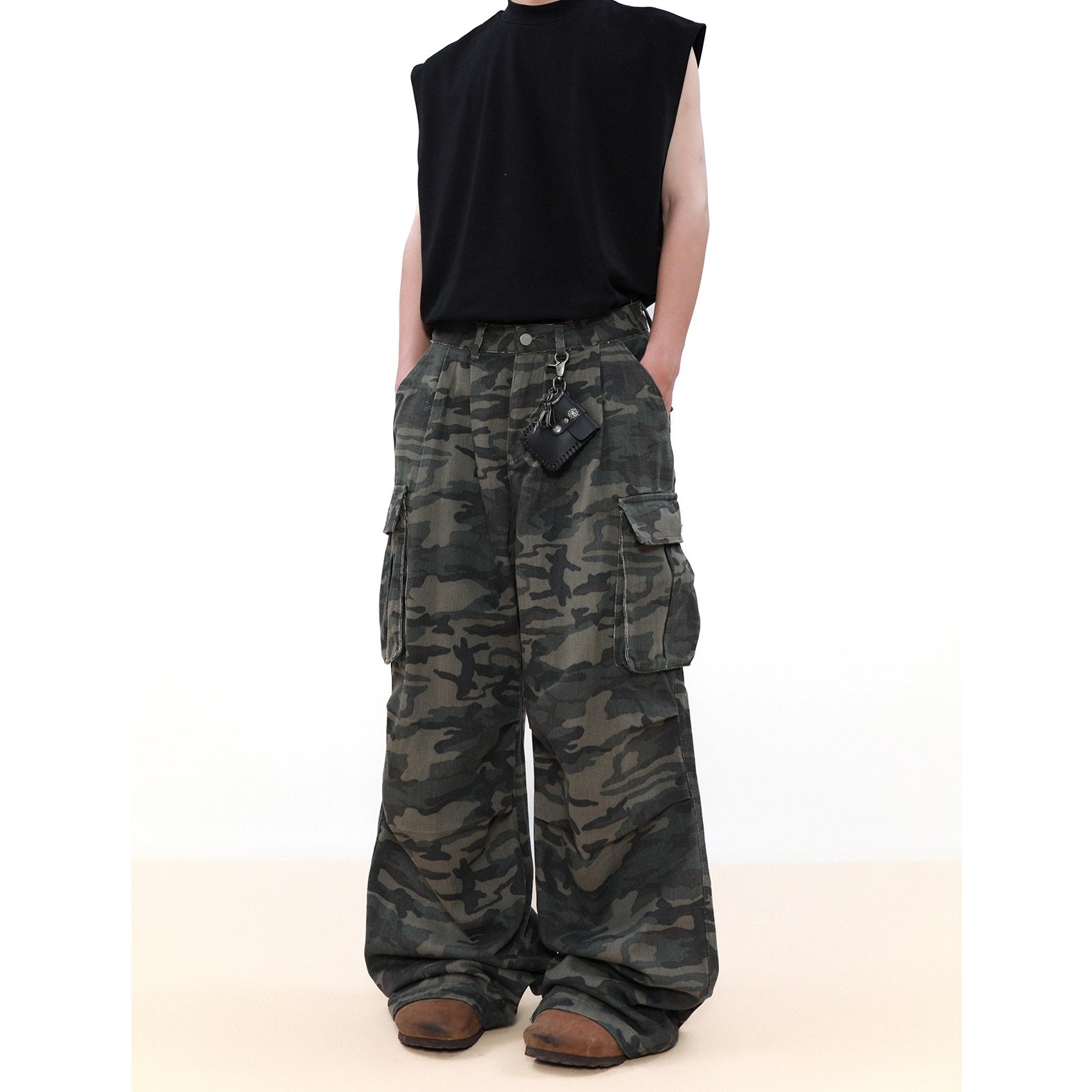 Wide-leg Straight Camouflage Cargo Pants MB7042