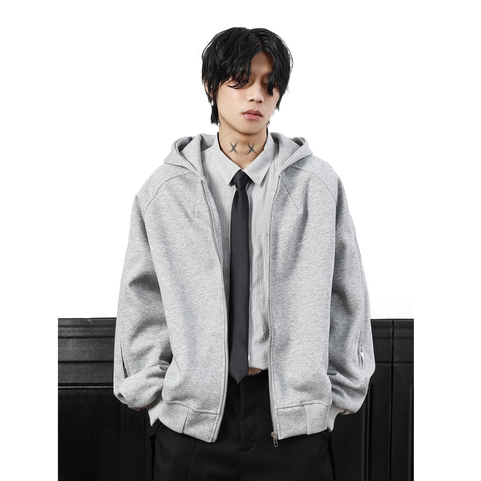 Washed Hooded Zipper Jacket MB7331