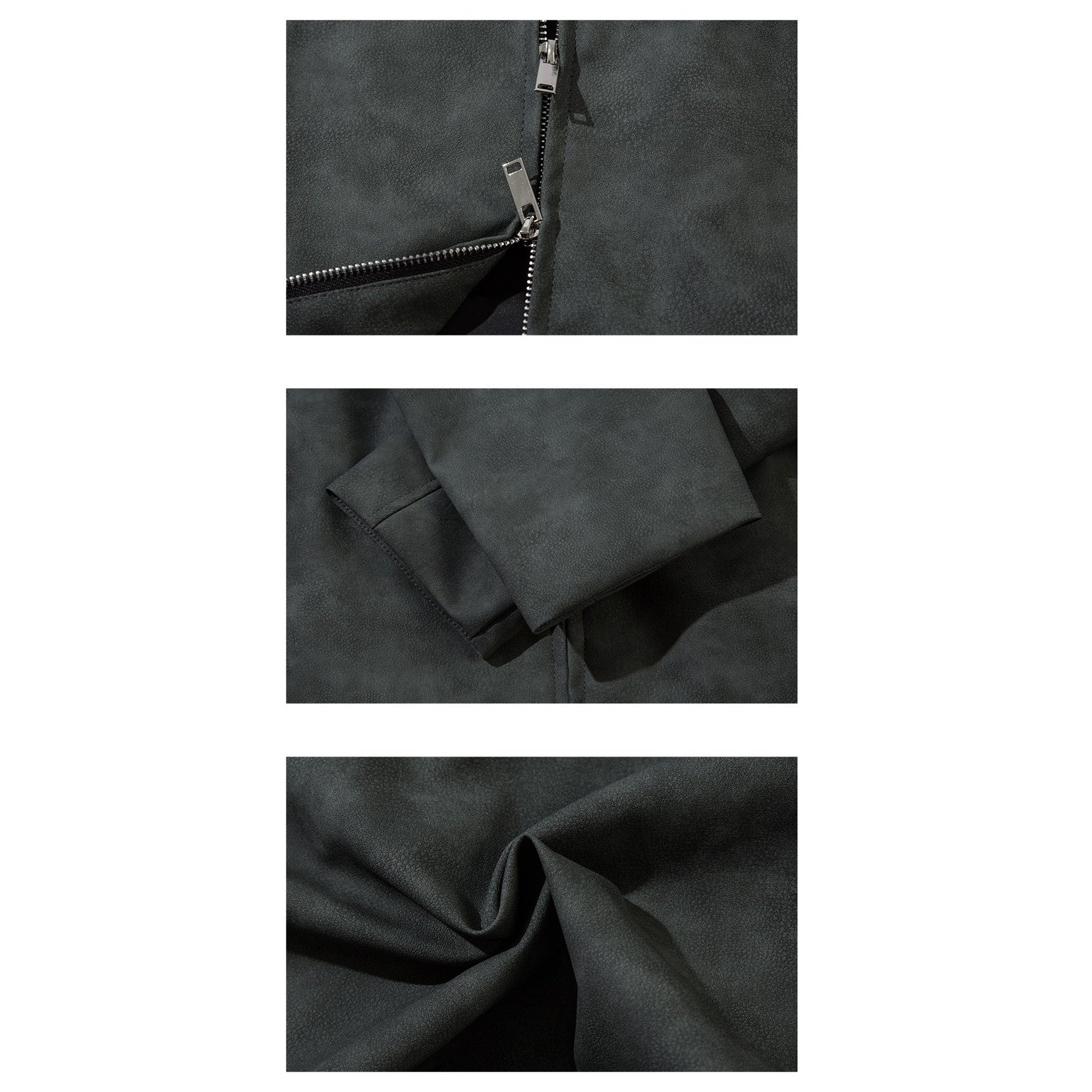 Letter Embroidery PU Leather Jacket MB7141