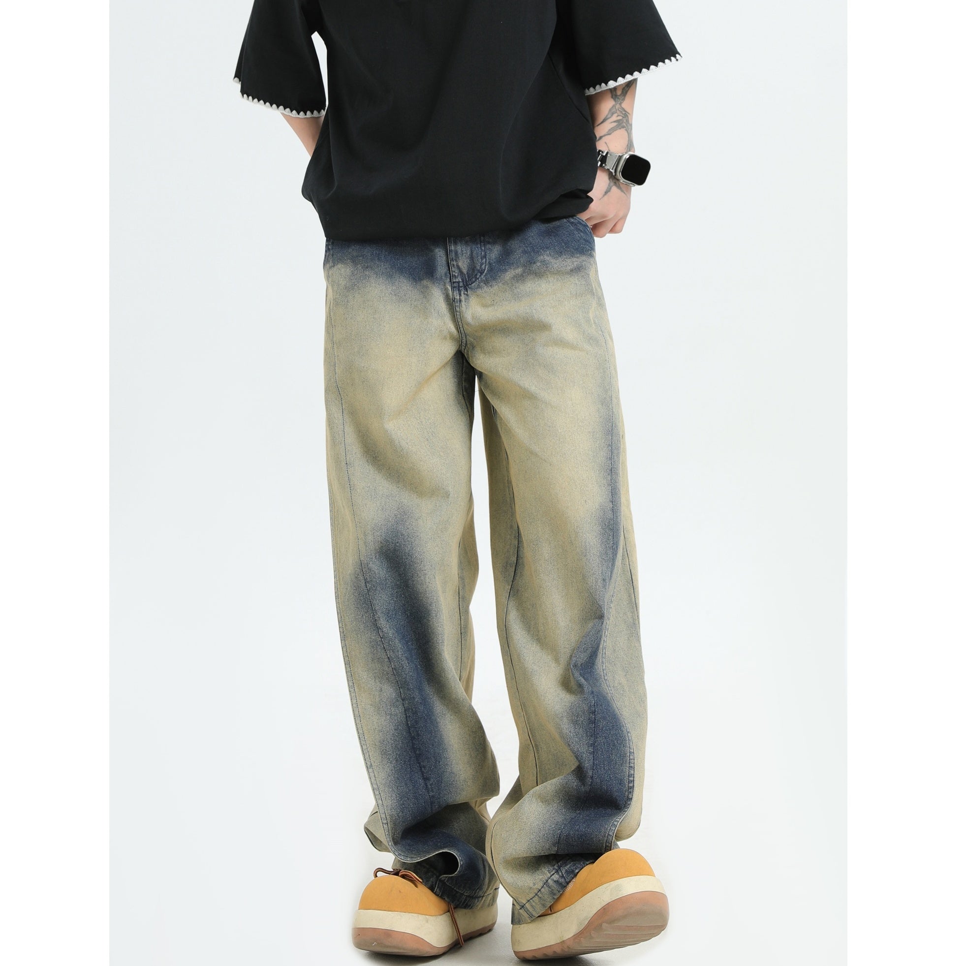 Gradient Smudge Wash Loose Jeans IN7058
