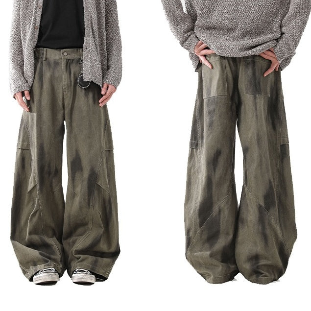 Pleated Dirty Dyed Loose Pants MB7336