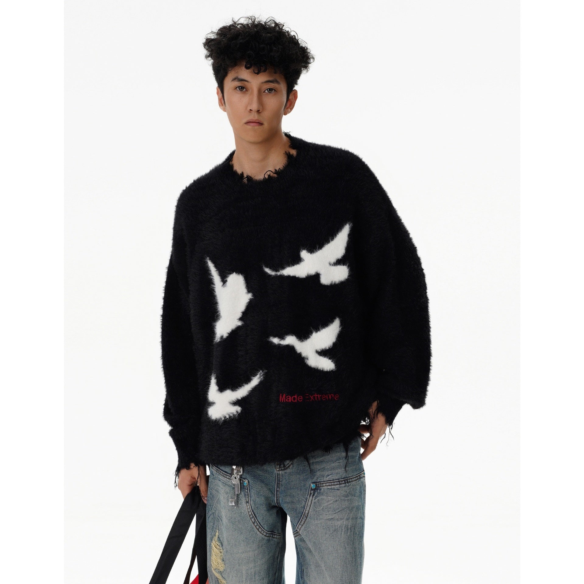 Dove Of Peace Fluffy Knitted Sweater MB7281
