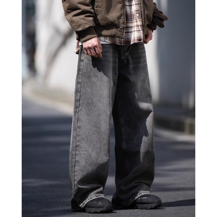 Washed Loose Straight Jeans BI2014