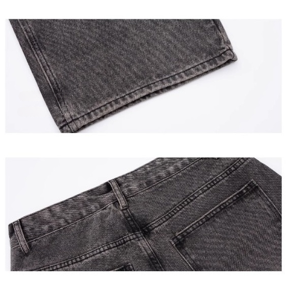 Washed Loose Straight Jeans BI2014