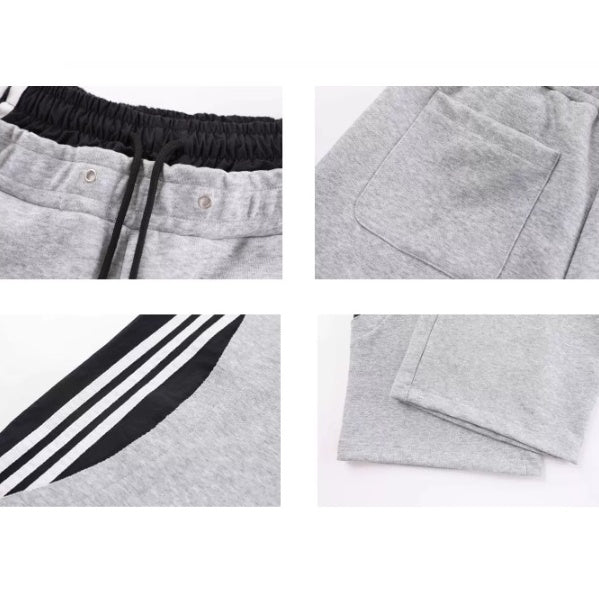 Double-Waist Patchwork Three-Stripe Wide Sweat Pants MB7406