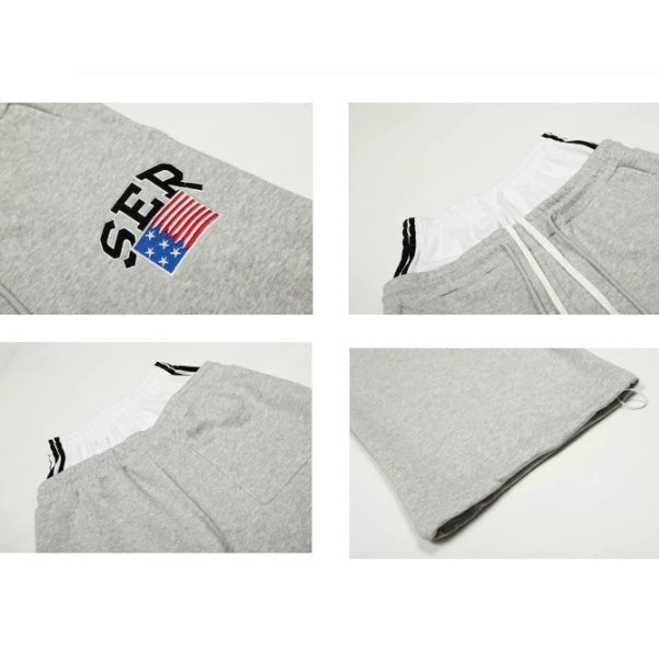 Double-Waist Letter Print Curve Sweat Pants MB7414