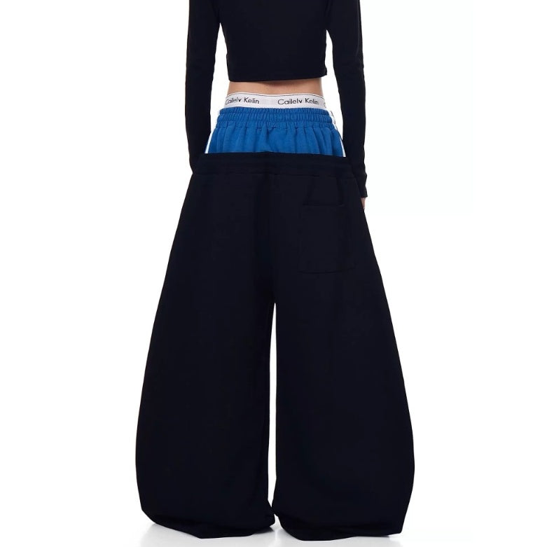 Double-Waist Letter Print Curve Sweat Pants MB7414