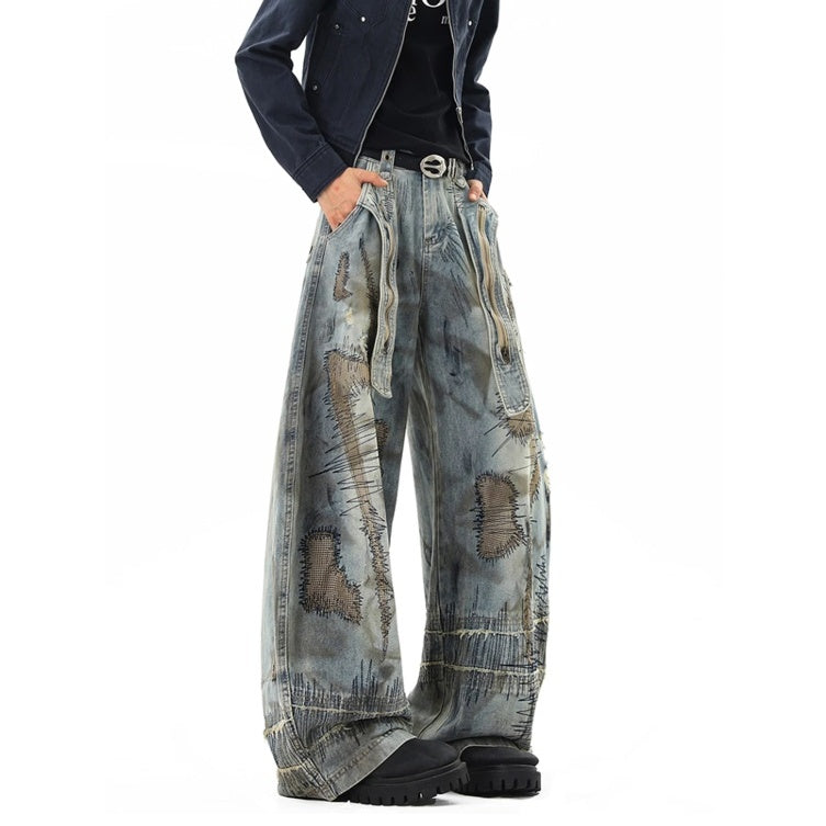 Heavy Stitch Washed Curved Jeans MB7422