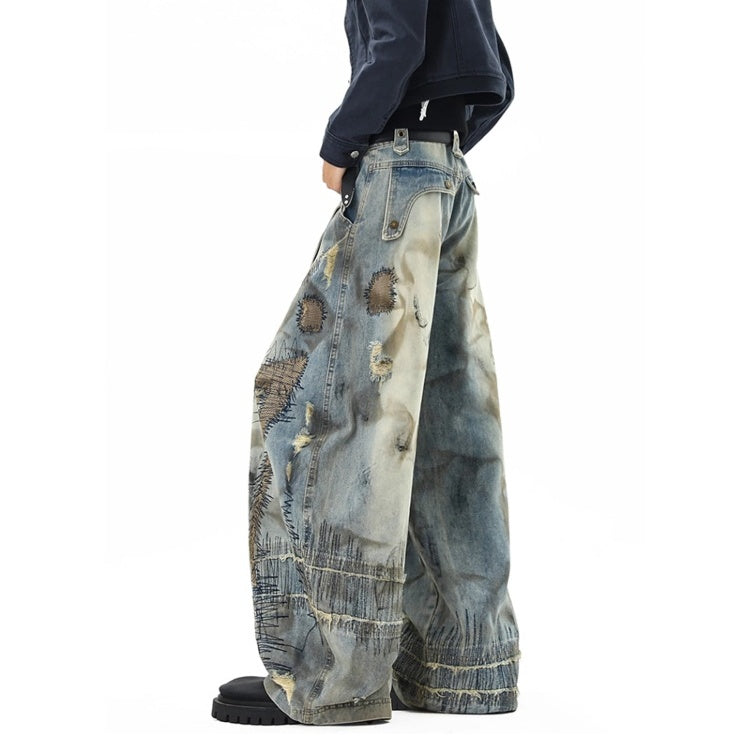 Heavy Stitch Washed Curved Jeans MB7422