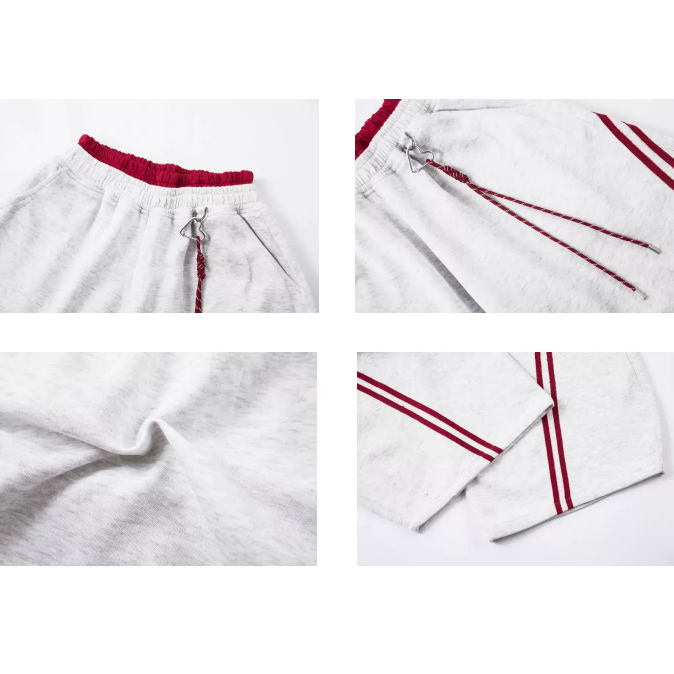 Contrasting Line Double-Waist Wide Curve Sweat Pants MB7431