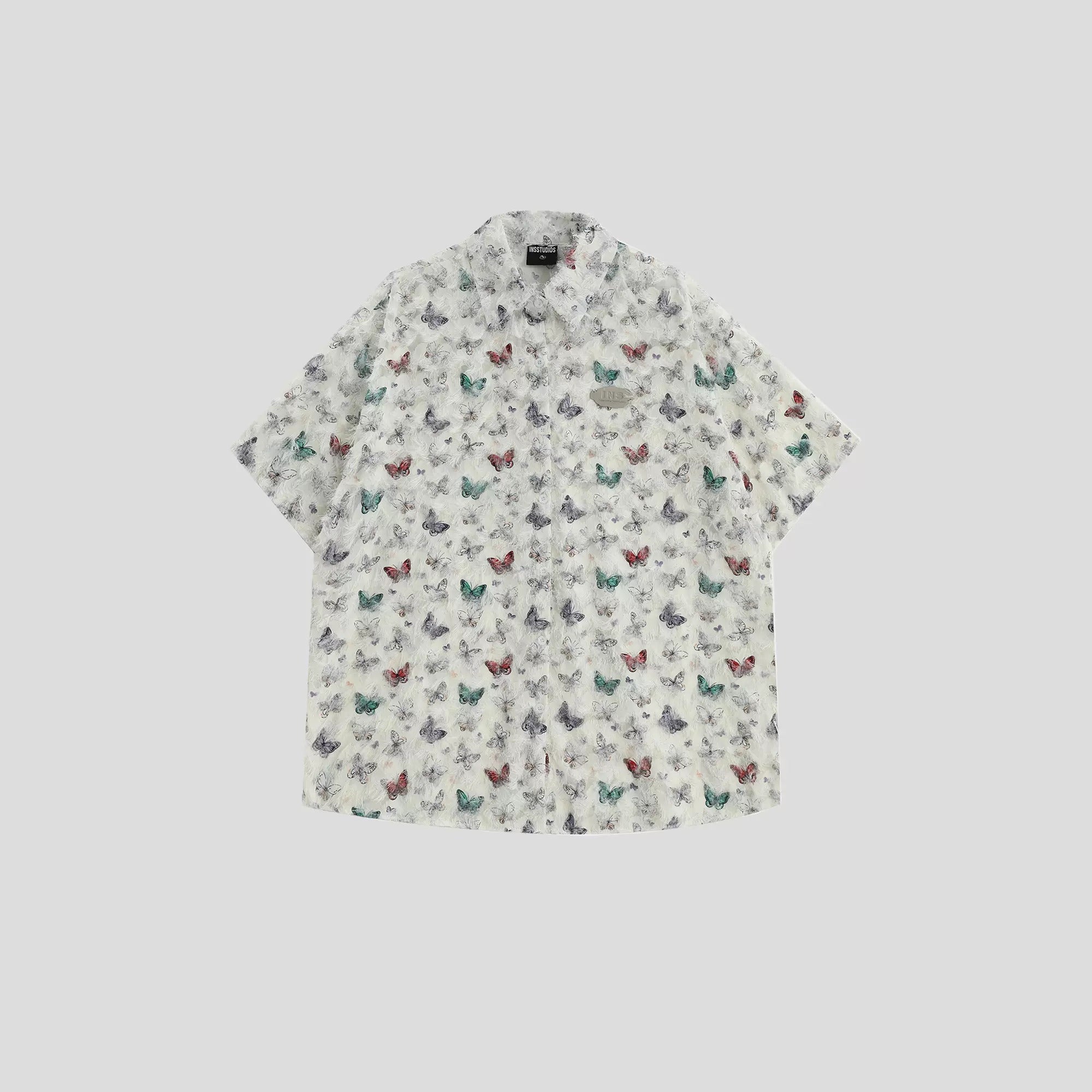 Shaggy Touch Butterfly Short Sleeve Shirt IN7035