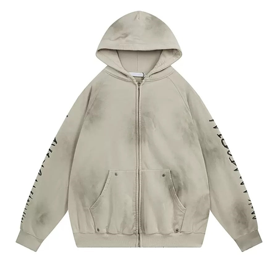 【上下別売り】Vintage Mud Dyed Distressed ZIP-Up Hooded Sweat MR027