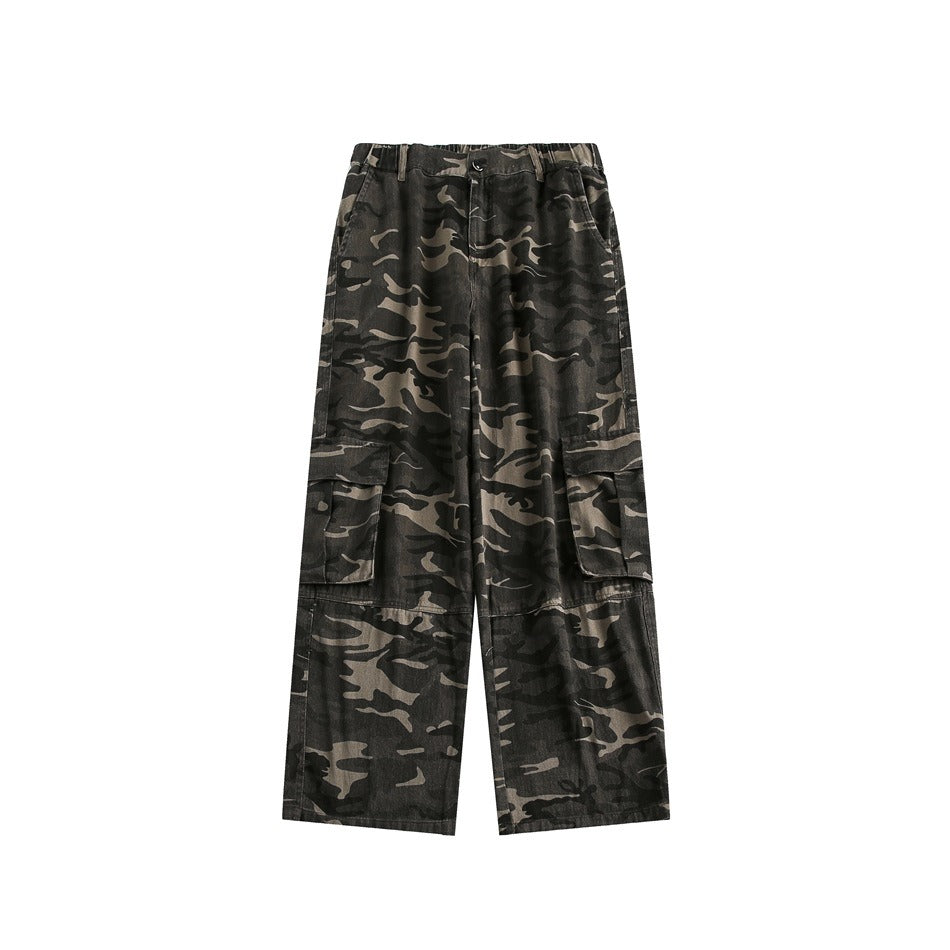 Camouflage Straight Switching Cargo Pants MB7184