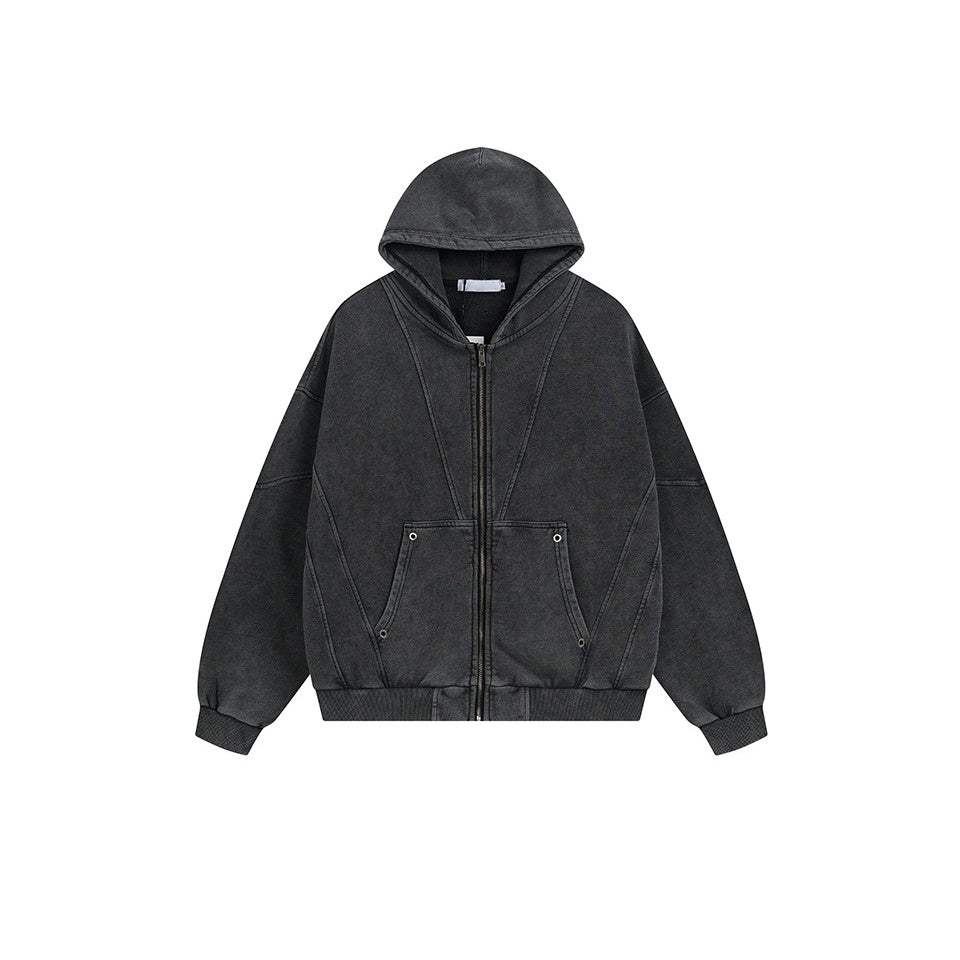 Heavyweight Stitched Design Zip-up Hooded Sweat MB7020