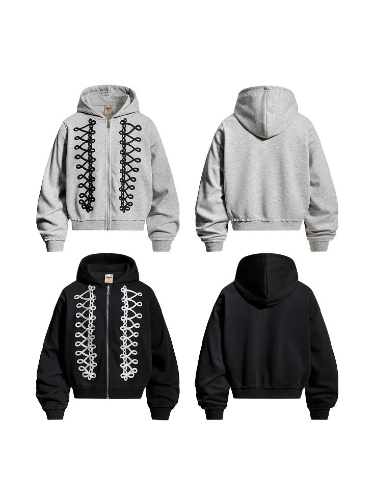 Code Embroidery Zip Hooded Parka MB7442