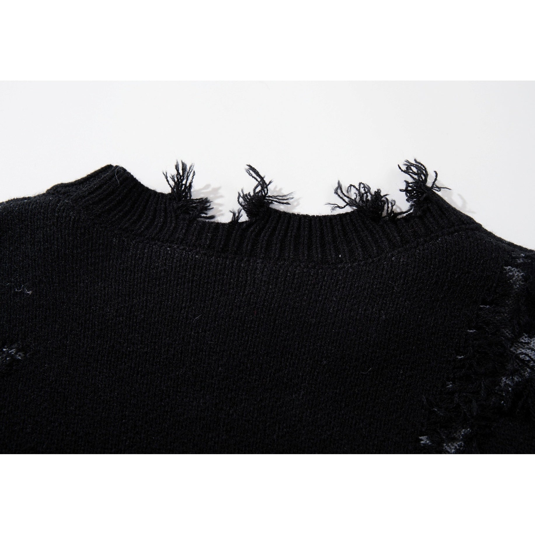 Ripped Tassel Jacquard Sweater MB7417