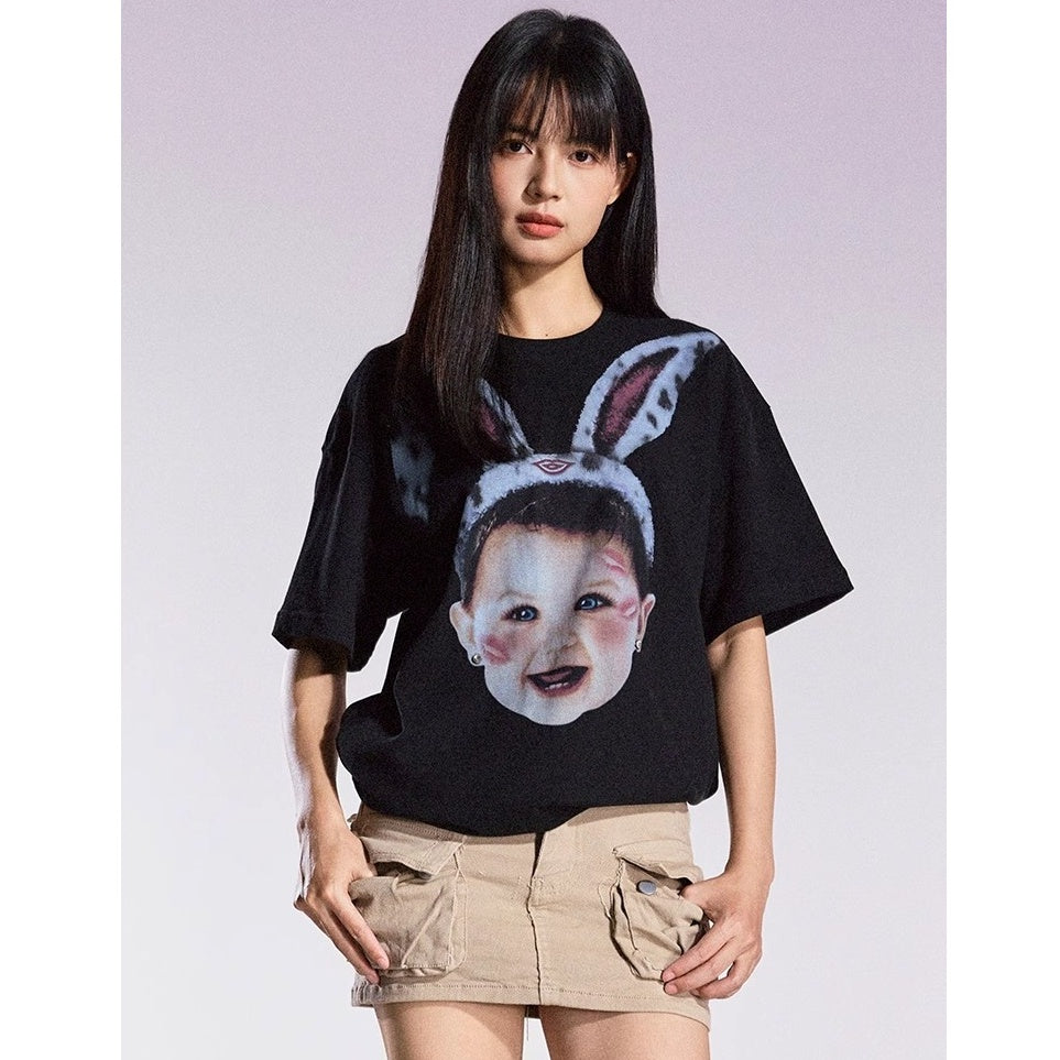 Fun Rabbit Treasure Print T-shirt MB7359