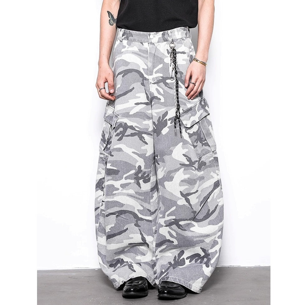 Camouflage Wide Leg Curve Cargo Pants BL1019