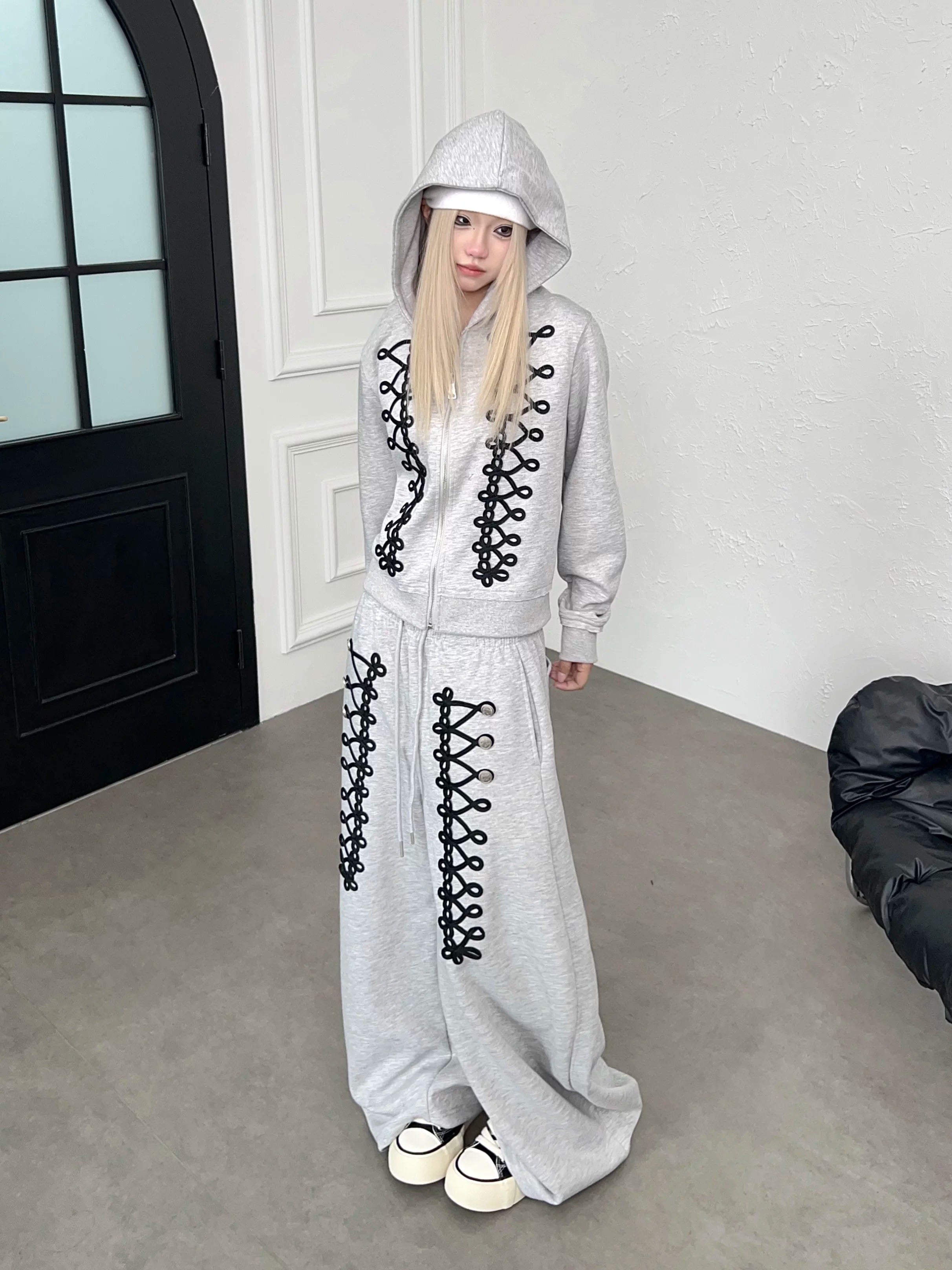 Code Embroidery Zip Hooded Parka MB7442