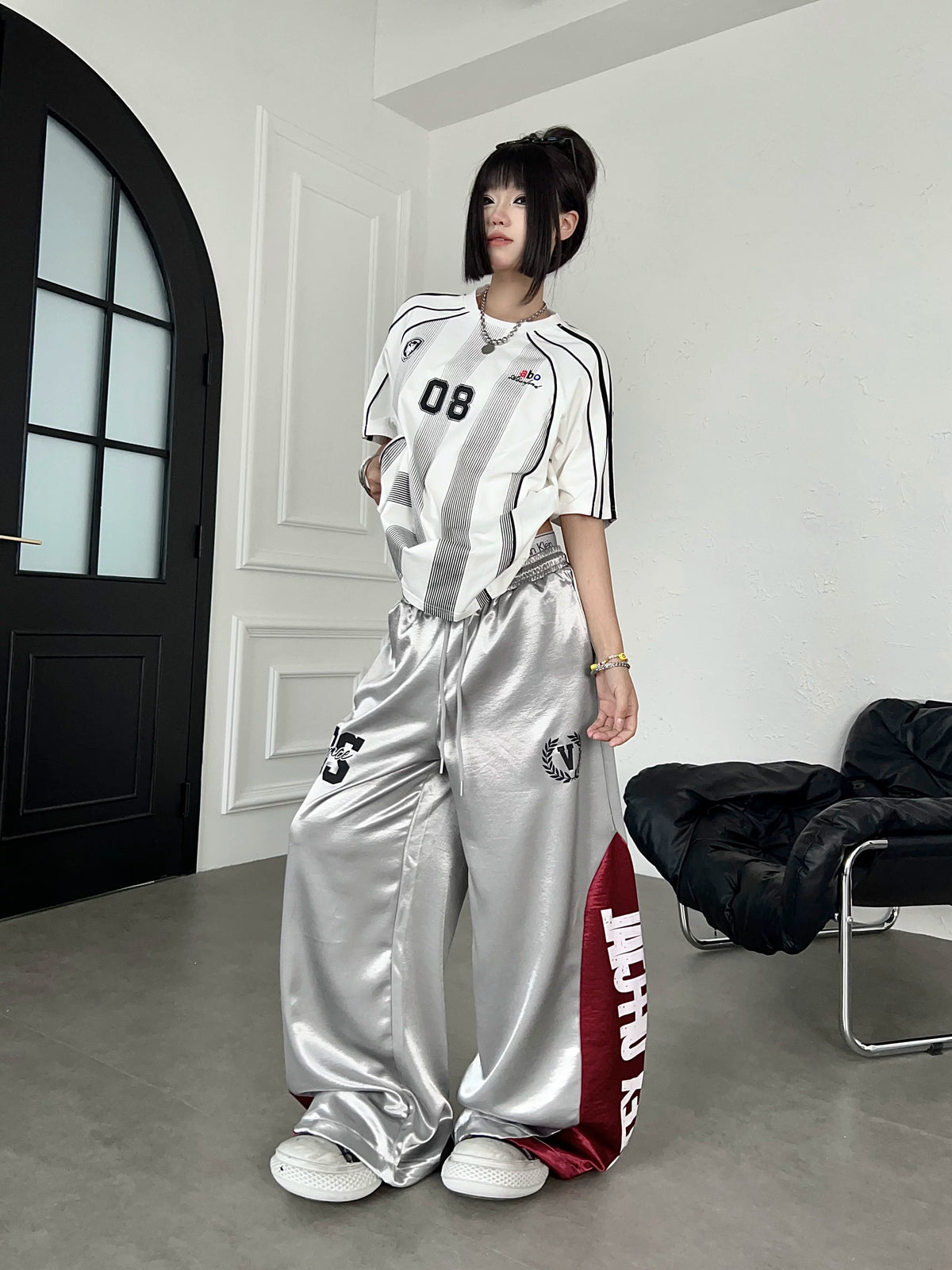 Color-Blocking Gossy Lettered Wide Pants MB7457