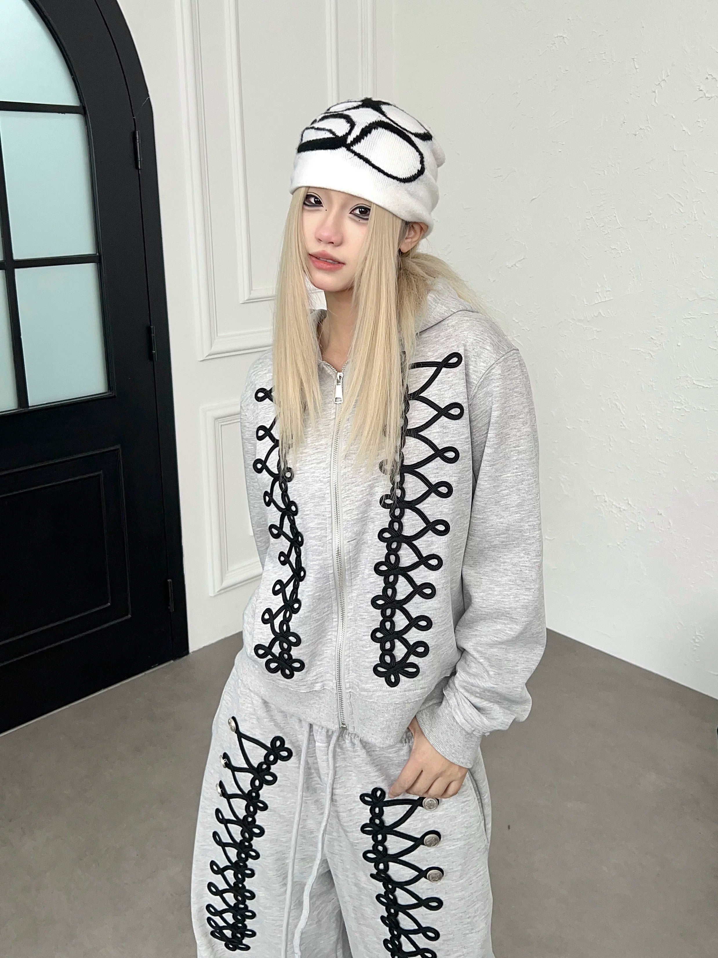 Code Embroidery Zip Hooded Parka MB7442