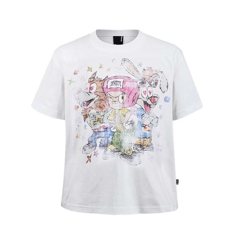 Cartoon Graffiti Three Brothers Loose T-shirt MB7357