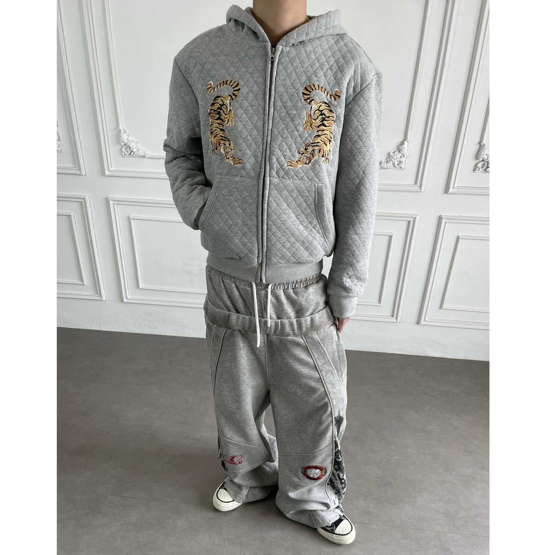 Embroidered Diamond Quilted Hoodie Jacket MB7423