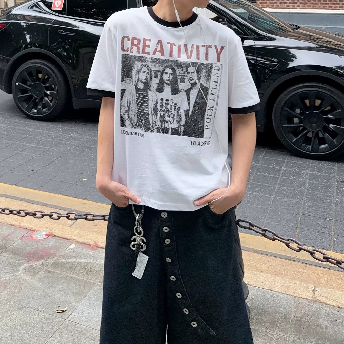 Rock Legend Print Ringer T-Shirt MB7389
