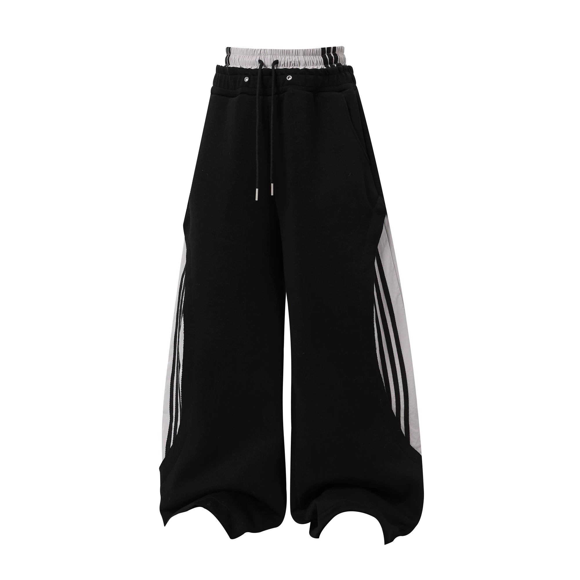 Double-Waist Patchwork Three-Stripe Wide Sweat Pants MB7406