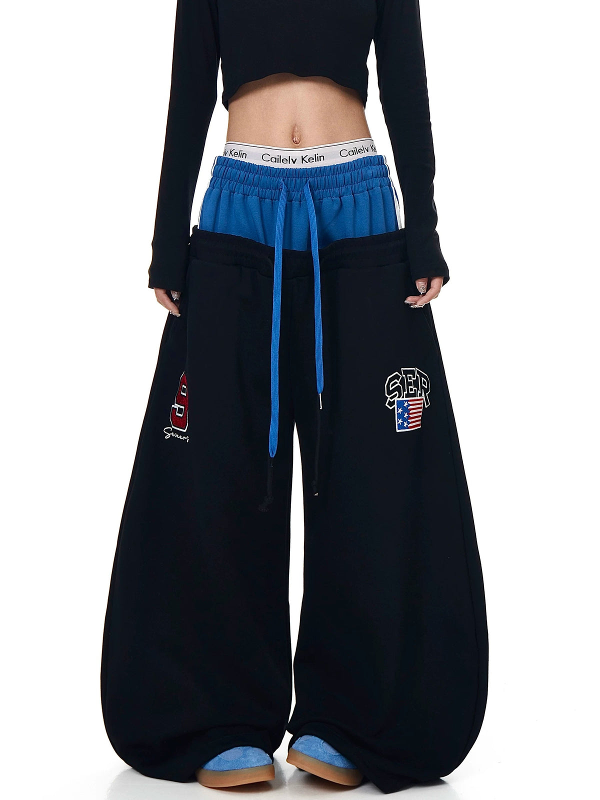 Layered-Waist Logo Buggy Sweat Pants MB7455