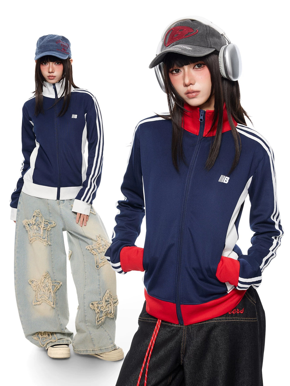 Retro Sporty Line Stand-Collar Zip Jacket MB7466