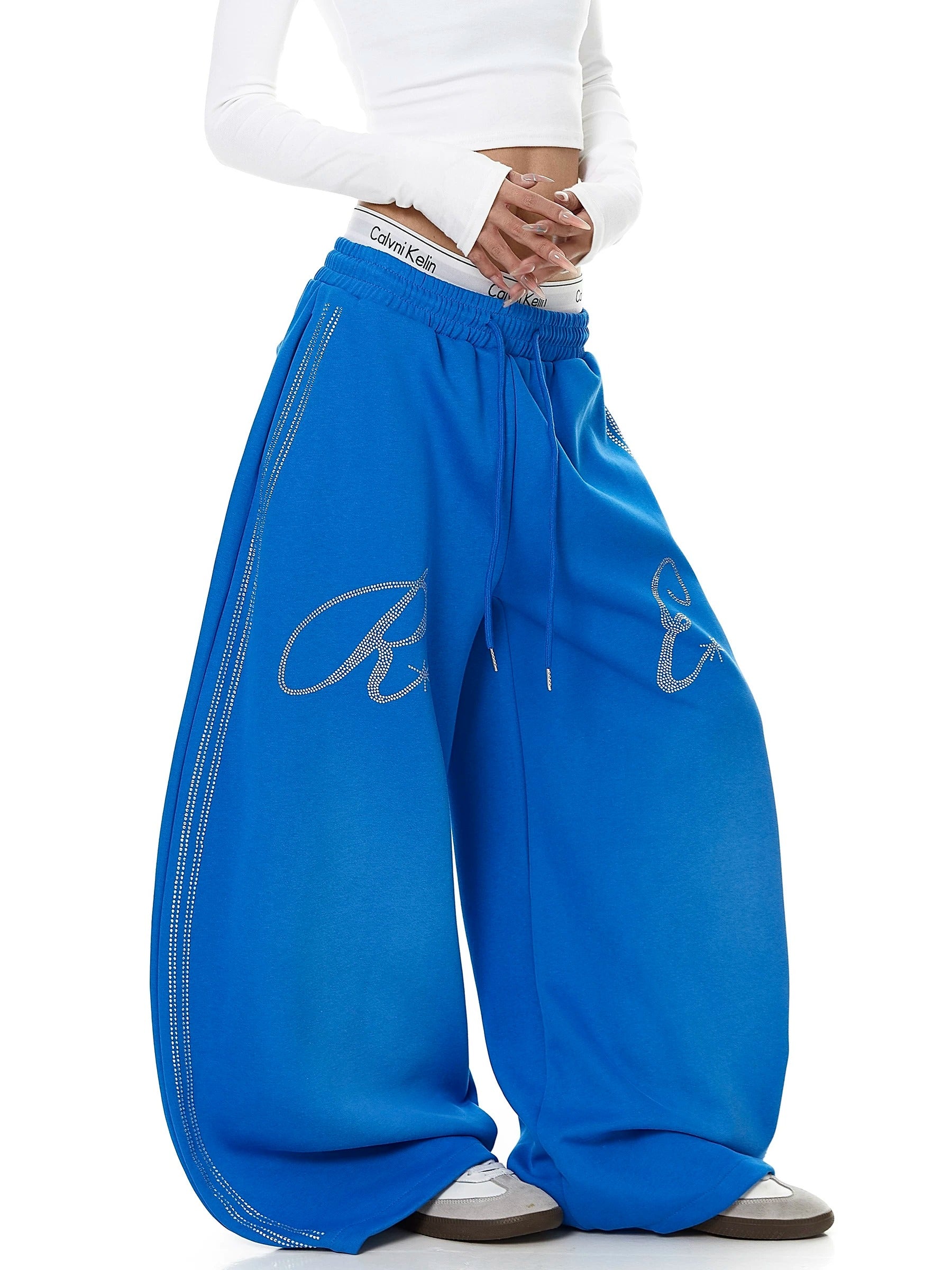 Rhinestone-Inspired Wide-leg Sweat Pants MB7438