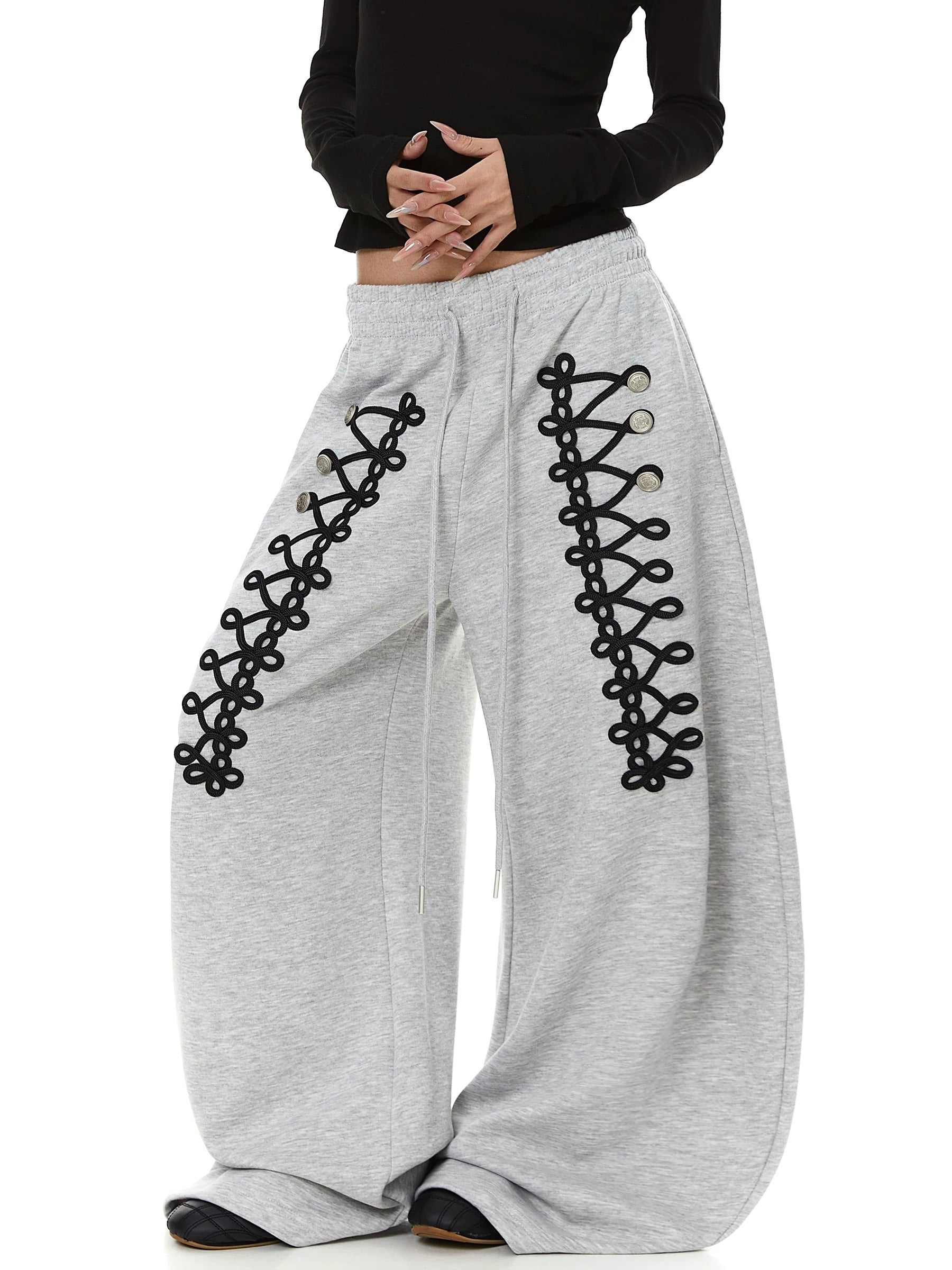 【上下別売り】Lace-Up Design Wide Curve Sweat Pants MB7441