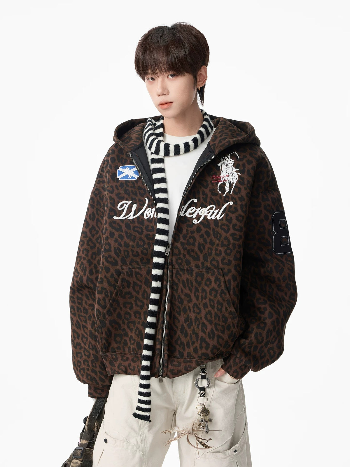 Leopard Numeric Patch Hooded Sweat Jacket MB7465
